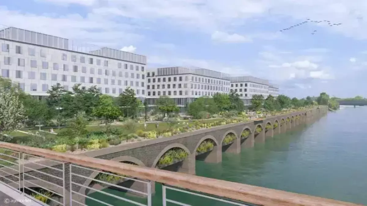 Vue sur le futur parc de Loire sur l'île de Nantes
