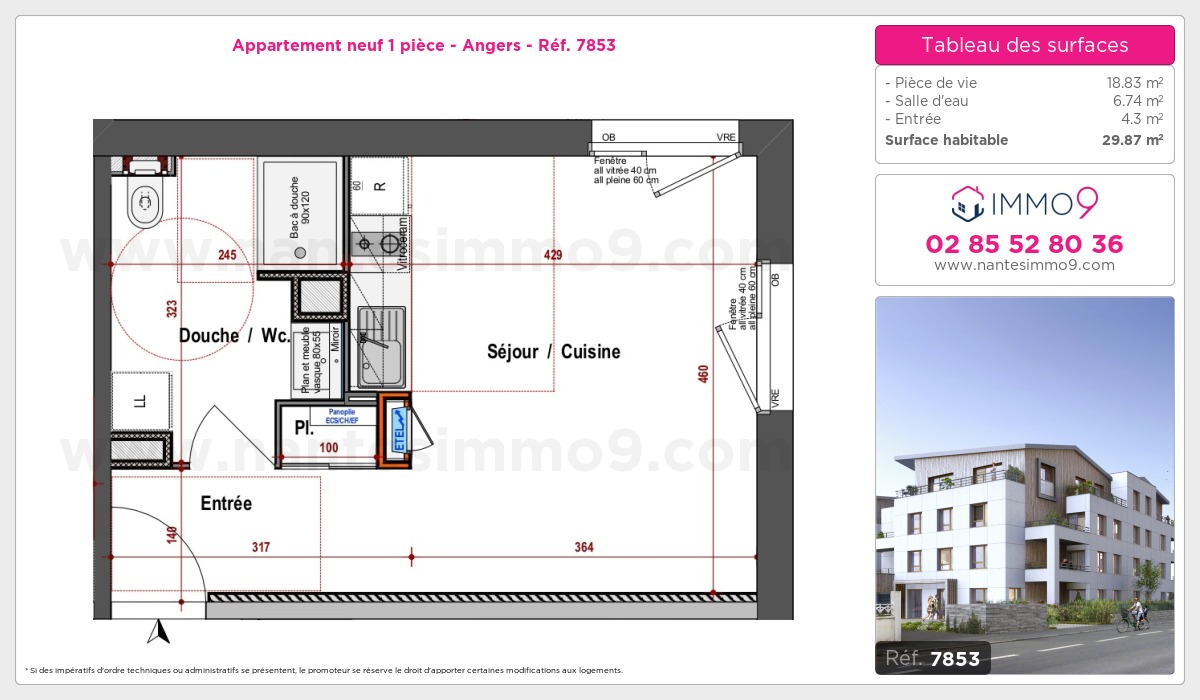 Plan et surfaces, Programme neuf Angers Référence n° 7853
