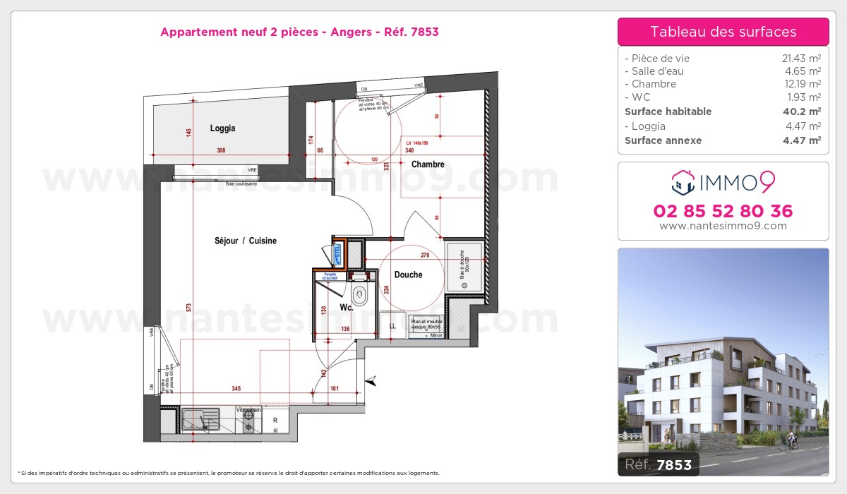 Plan et surfaces, Programme neuf Angers Référence n° 7853
