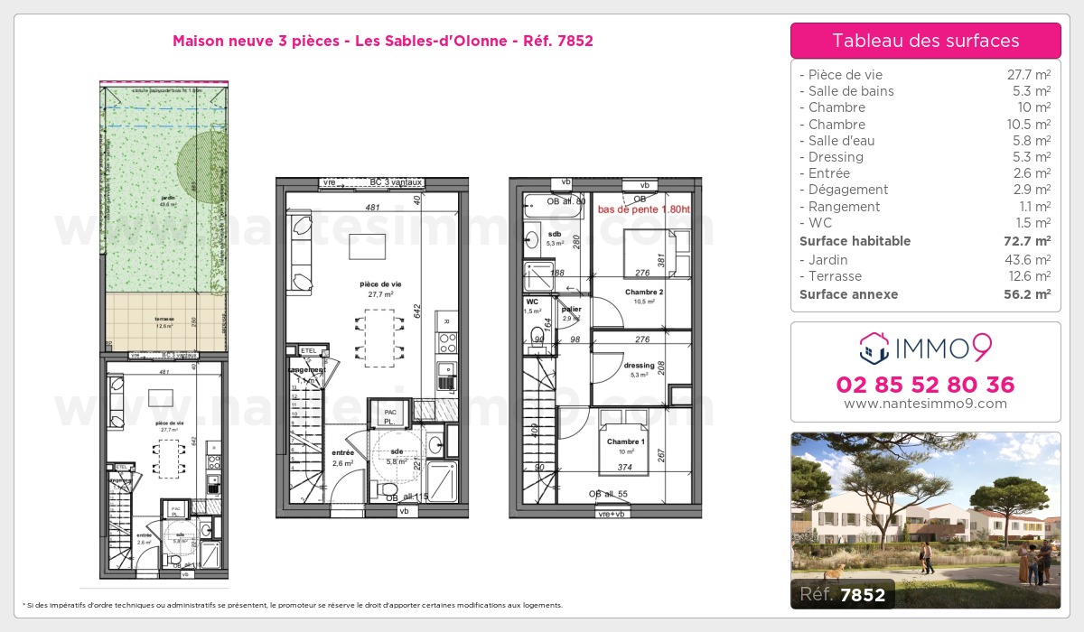 Plan et surfaces, Programme neuf Sables-d'Olonne Référence n° 7852