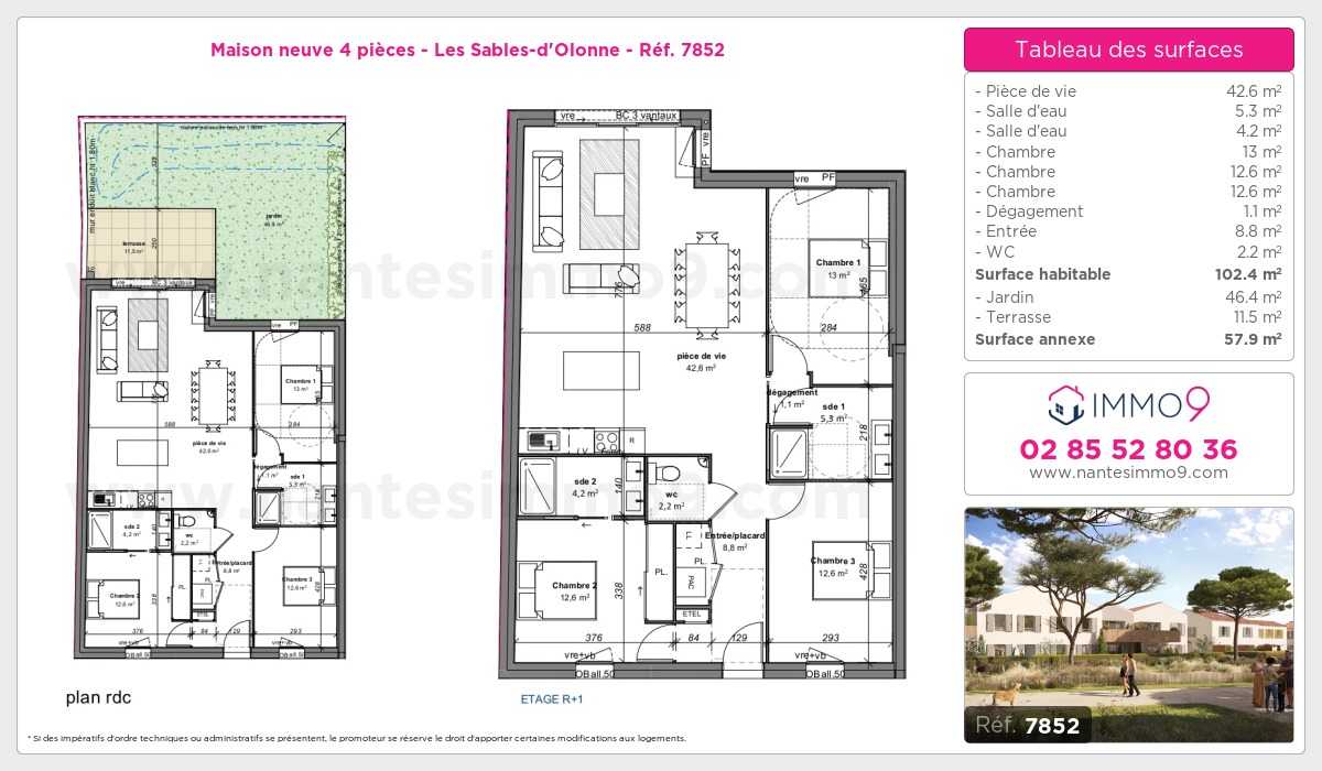 Plan et surfaces, Programme neuf Sables-d'Olonne Référence n° 7852