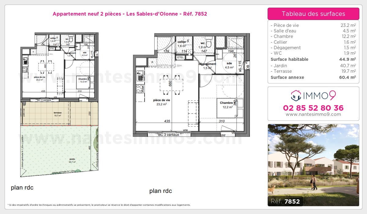 Plan et surfaces, Programme neuf Sables-d'Olonne Référence n° 7852