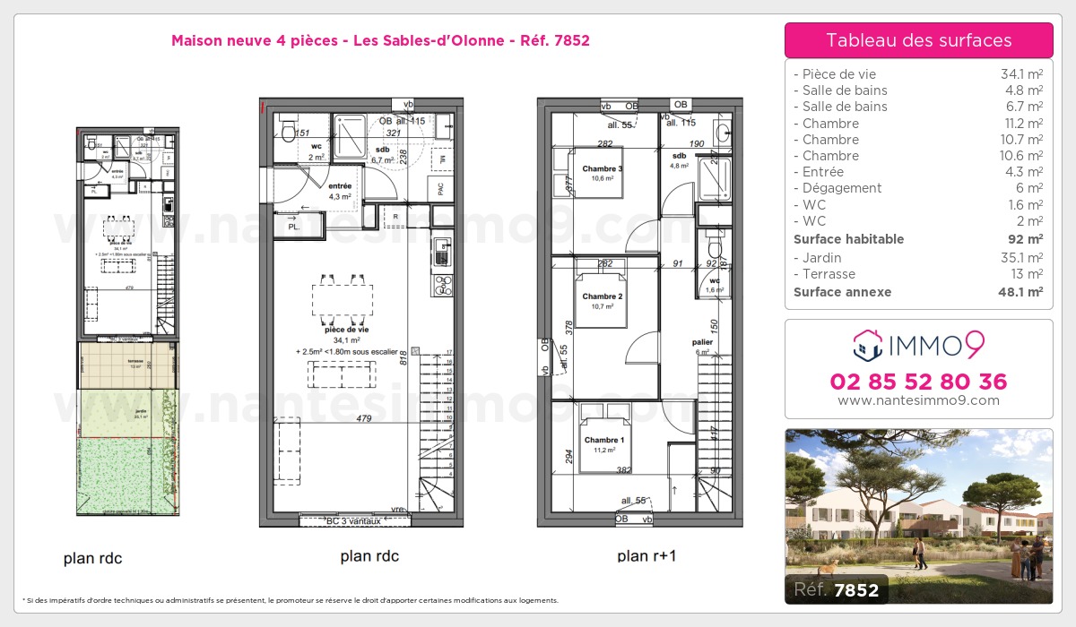 Plan et surfaces, Programme neuf Sables-d'Olonne Référence n° 7852