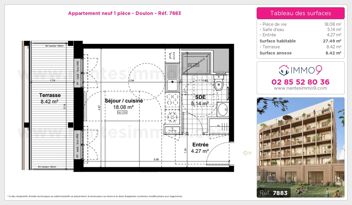 Plan et surfaces, Programme neuf Nantes : Doulon Référence n° 7883