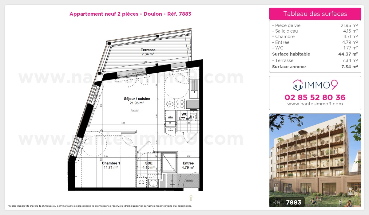 Plan et surfaces, Programme neuf Nantes : Doulon Référence n° 7883