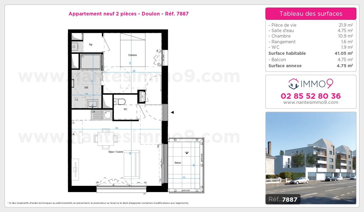 Plan et surfaces, Programme neuf Nantes : Doulon Référence n° 7887