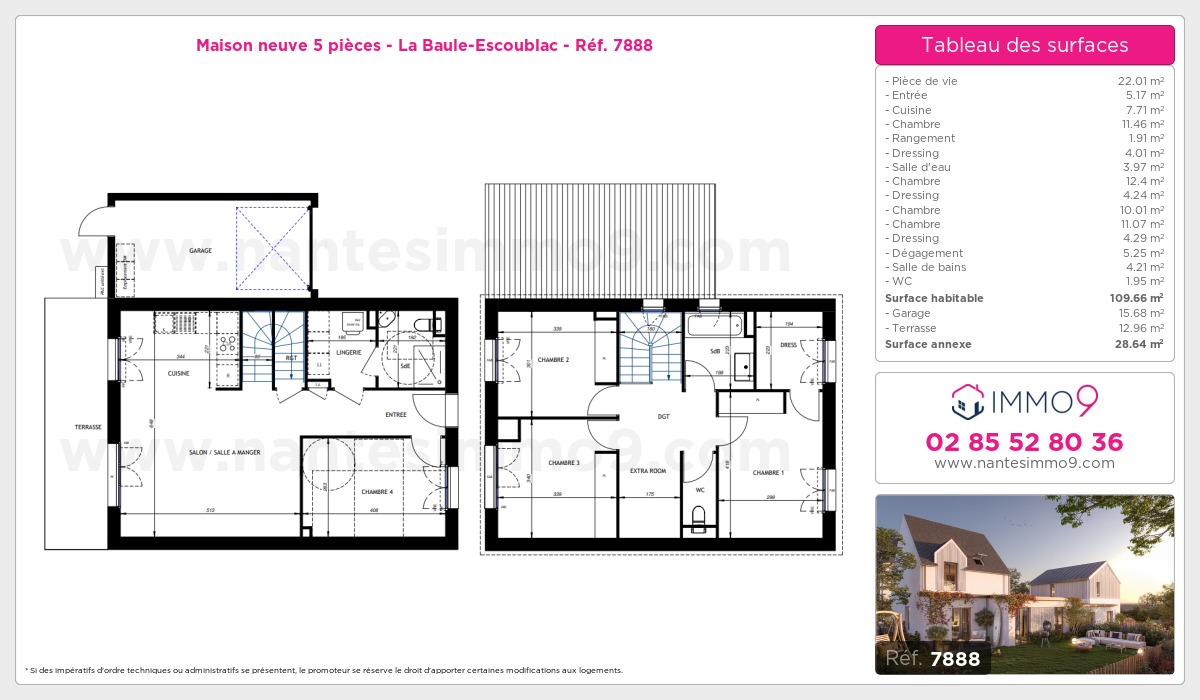 Plan et surfaces, Programme neuf Baule-Escoublac Référence n° 7888