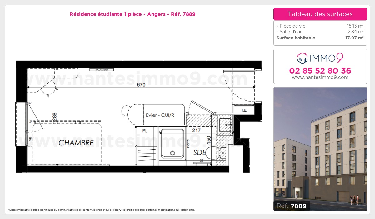 Plan et surfaces, Programme neuf Angers Référence n° 7889
