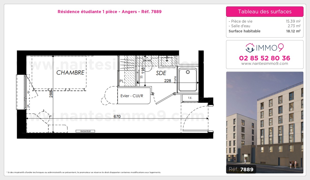 Plan et surfaces, Programme neuf Angers Référence n° 7889