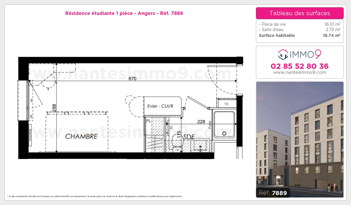 Plan et surfaces, Programme neuf Angers Référence n° 7889