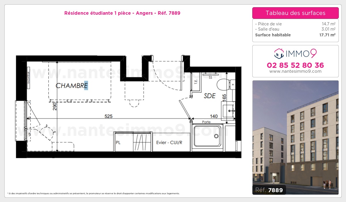 Plan et surfaces, Programme neuf Angers Référence n° 7889