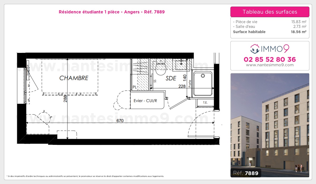 Plan et surfaces, Programme neuf Angers Référence n° 7889