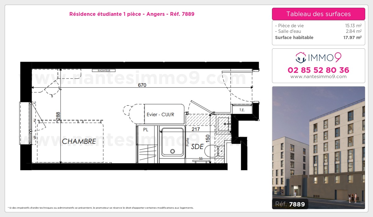 Plan et surfaces, Programme neuf Angers Référence n° 7889