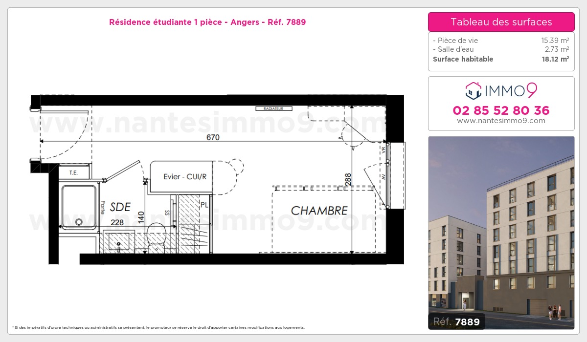 Plan et surfaces, Programme neuf Angers Référence n° 7889