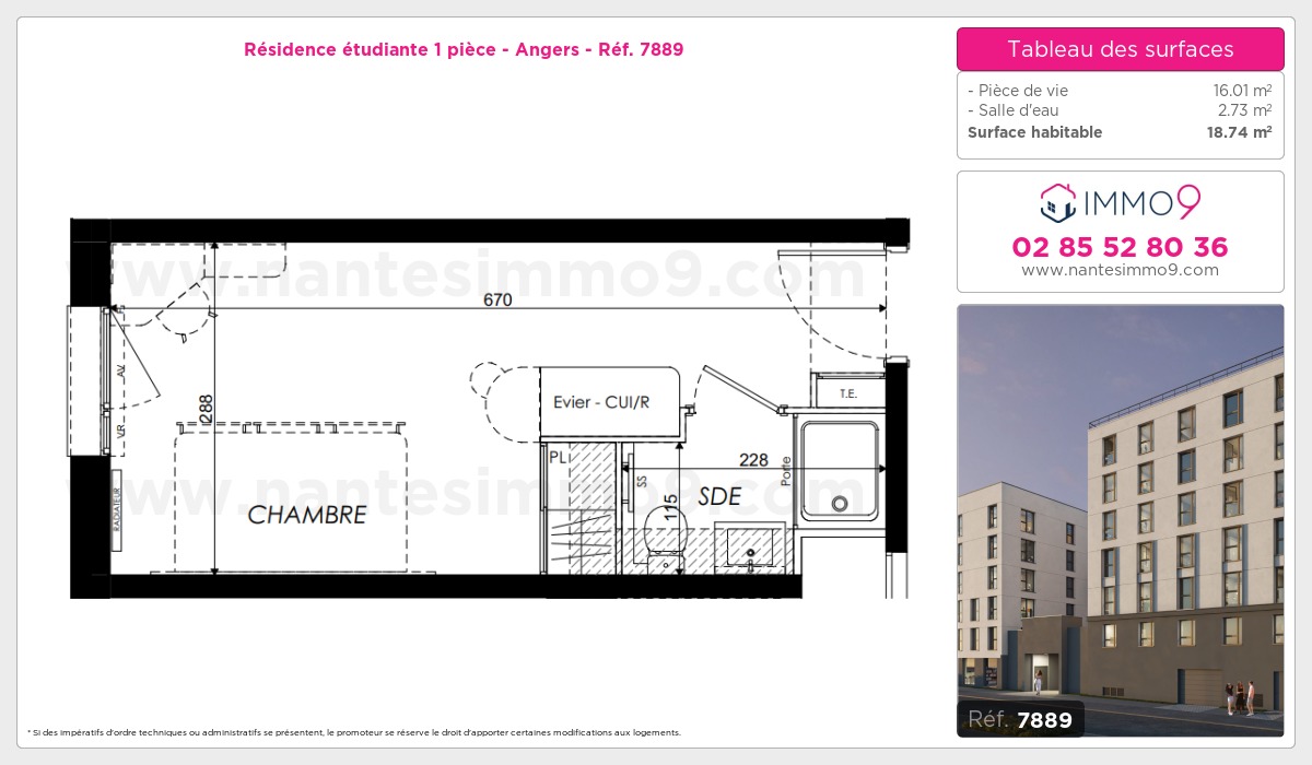 Plan et surfaces, Programme neuf Angers Référence n° 7889