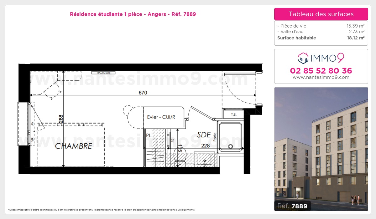 Plan et surfaces, Programme neuf Angers Référence n° 7889