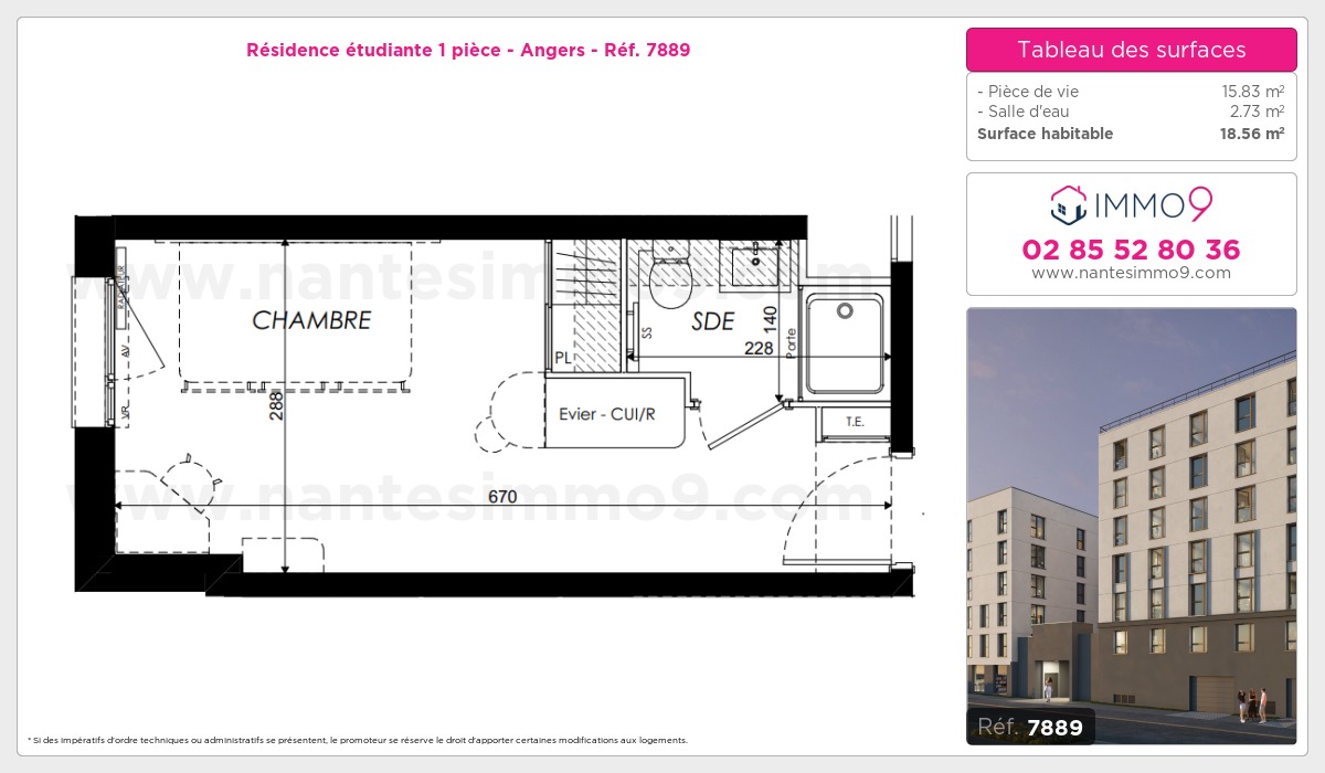 Plan et surfaces, Programme neuf Angers Référence n° 7889
