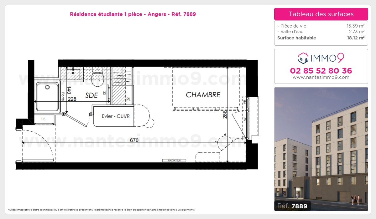 Plan et surfaces, Programme neuf Angers Référence n° 7889