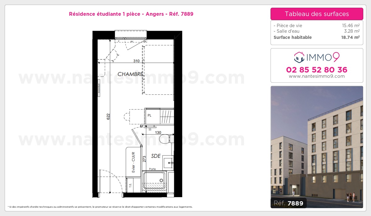 Plan et surfaces, Programme neuf Angers Référence n° 7889