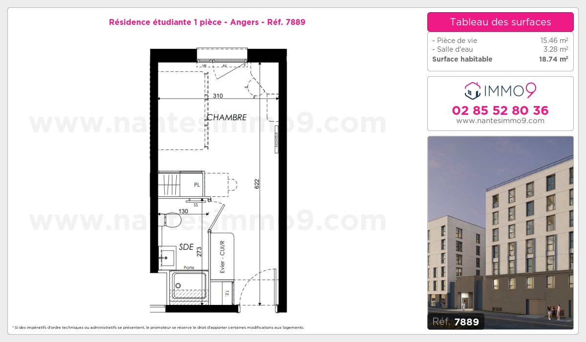 Plan et surfaces, Programme neuf Angers Référence n° 7889