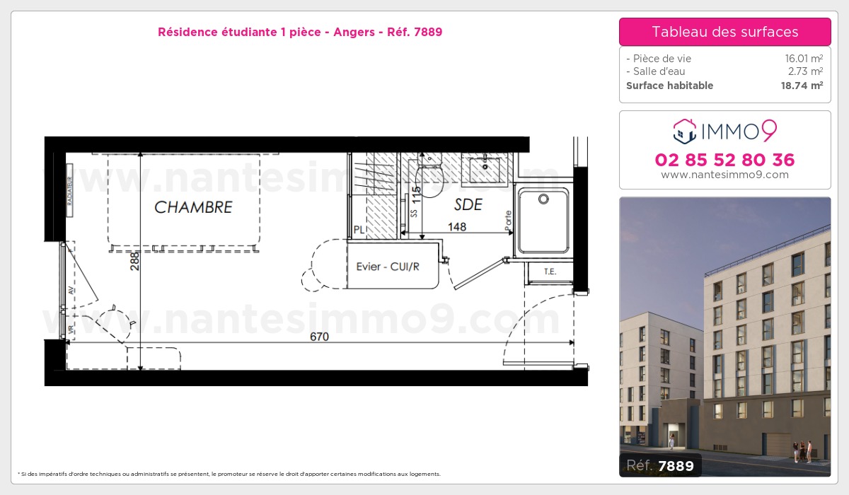 Plan et surfaces, Programme neuf Angers Référence n° 7889