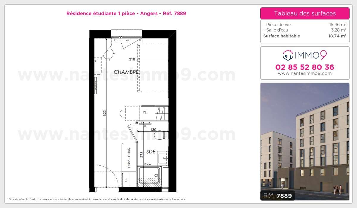 Plan et surfaces, Programme neuf Angers Référence n° 7889