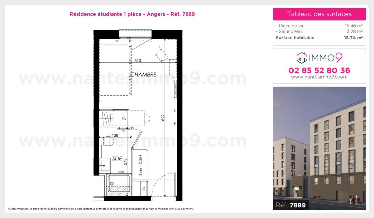 Plan et surfaces, Programme neuf Angers Référence n° 7889
