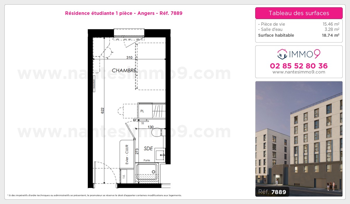 Plan et surfaces, Programme neuf Angers Référence n° 7889
