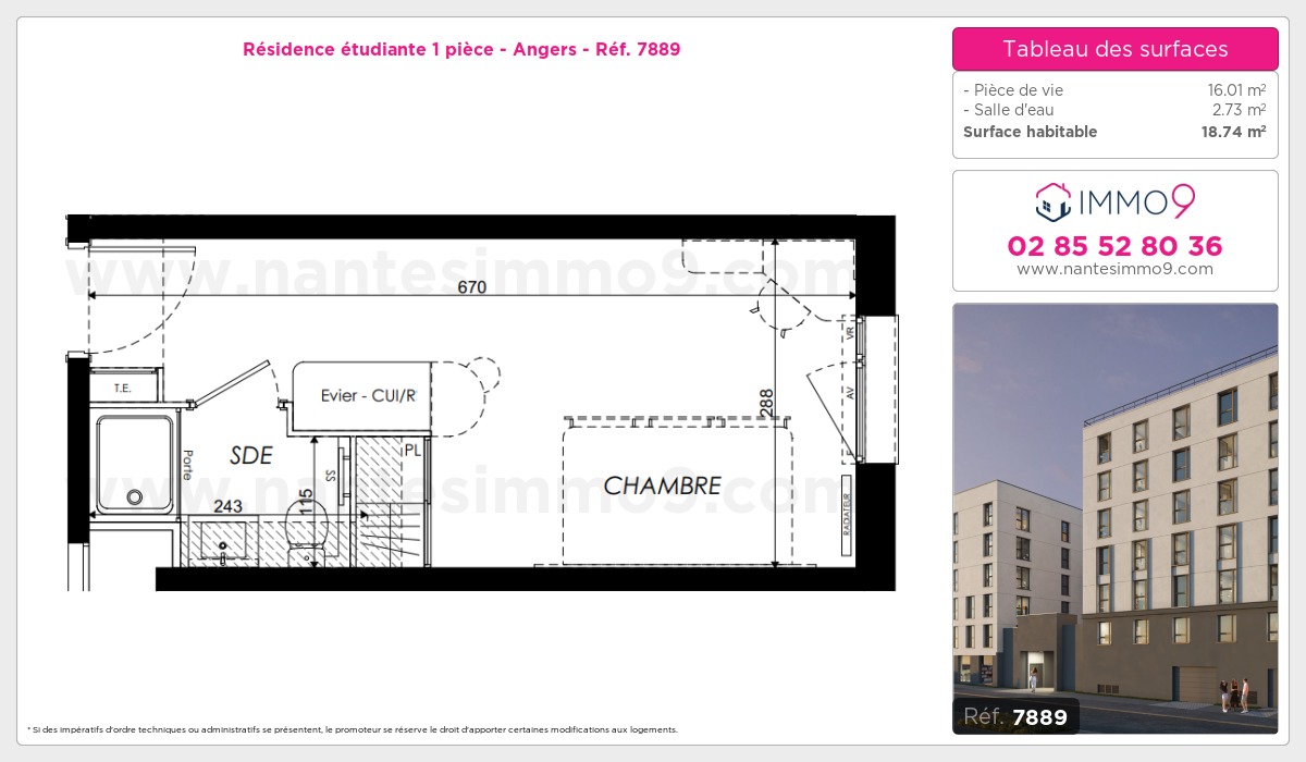 Plan et surfaces, Programme neuf Angers Référence n° 7889