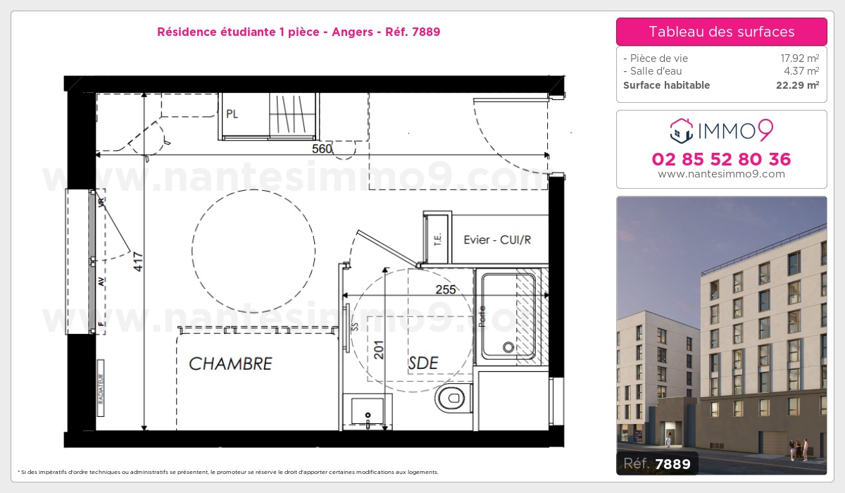 Plan et surfaces, Programme neuf Angers Référence n° 7889