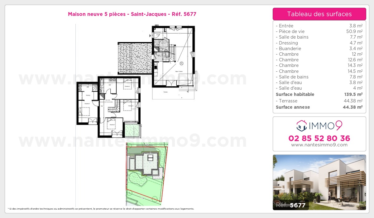 Plan et surfaces, Programme neuf Nantes : Saint-Jacques Référence n° 5677
