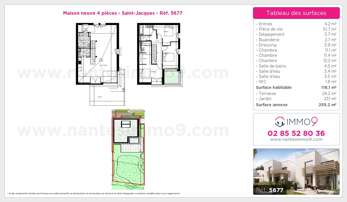 Plan et surfaces, Programme neuf Nantes : Saint-Jacques Référence n° 5677