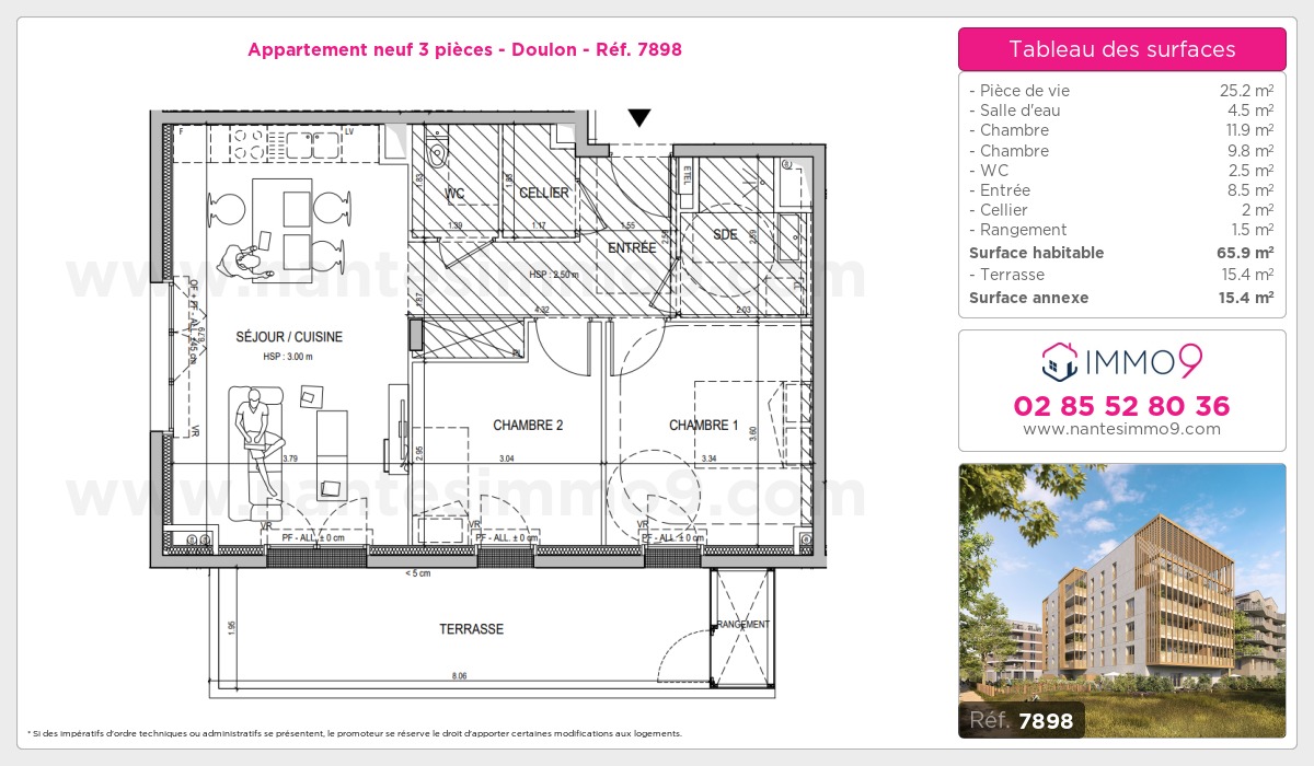 Plan et surfaces, Programme neuf Nantes : Doulon Référence n° 7898