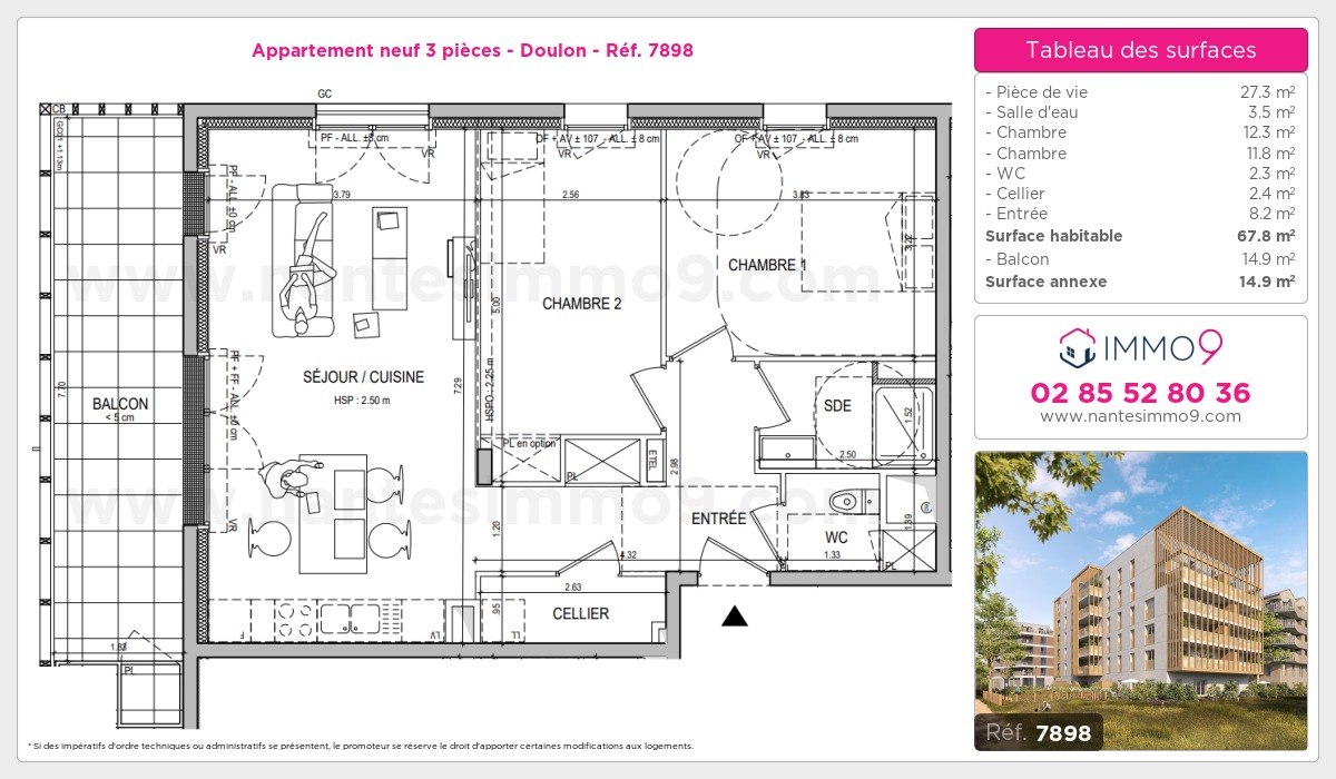 Plan et surfaces, Programme neuf Nantes : Doulon Référence n° 7898