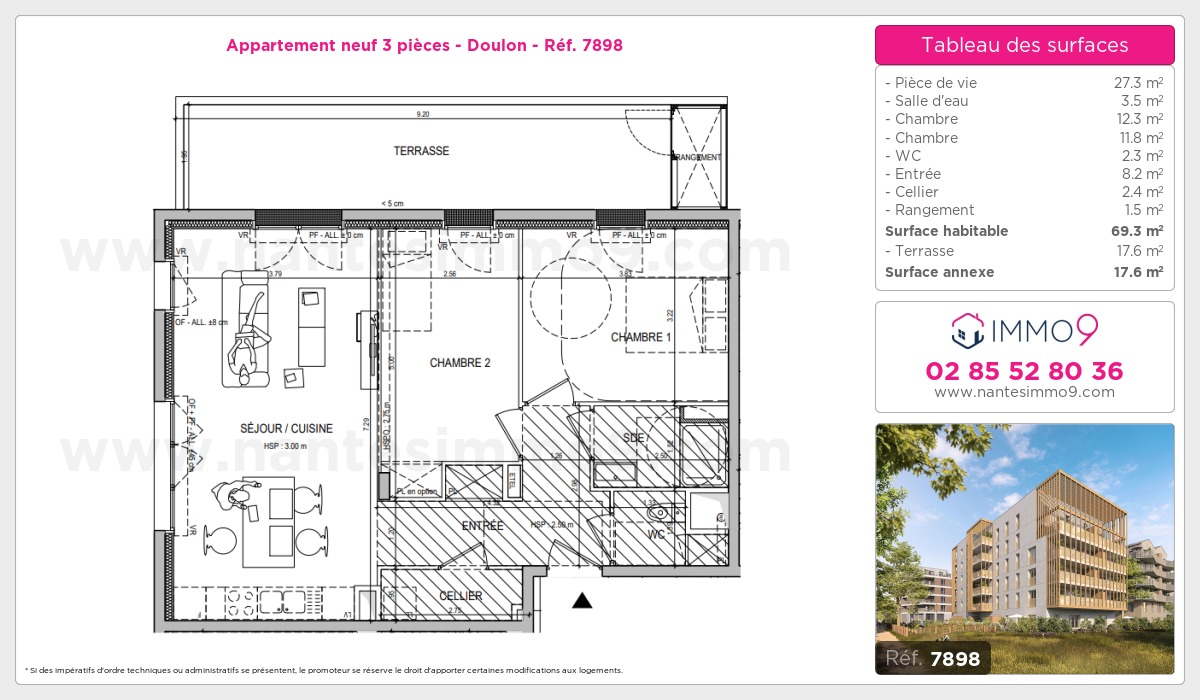 Plan et surfaces, Programme neuf Nantes : Doulon Référence n° 7898