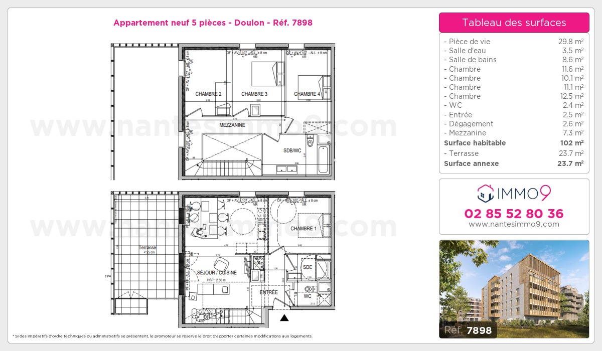 Plan et surfaces, Programme neuf Nantes : Doulon Référence n° 7898