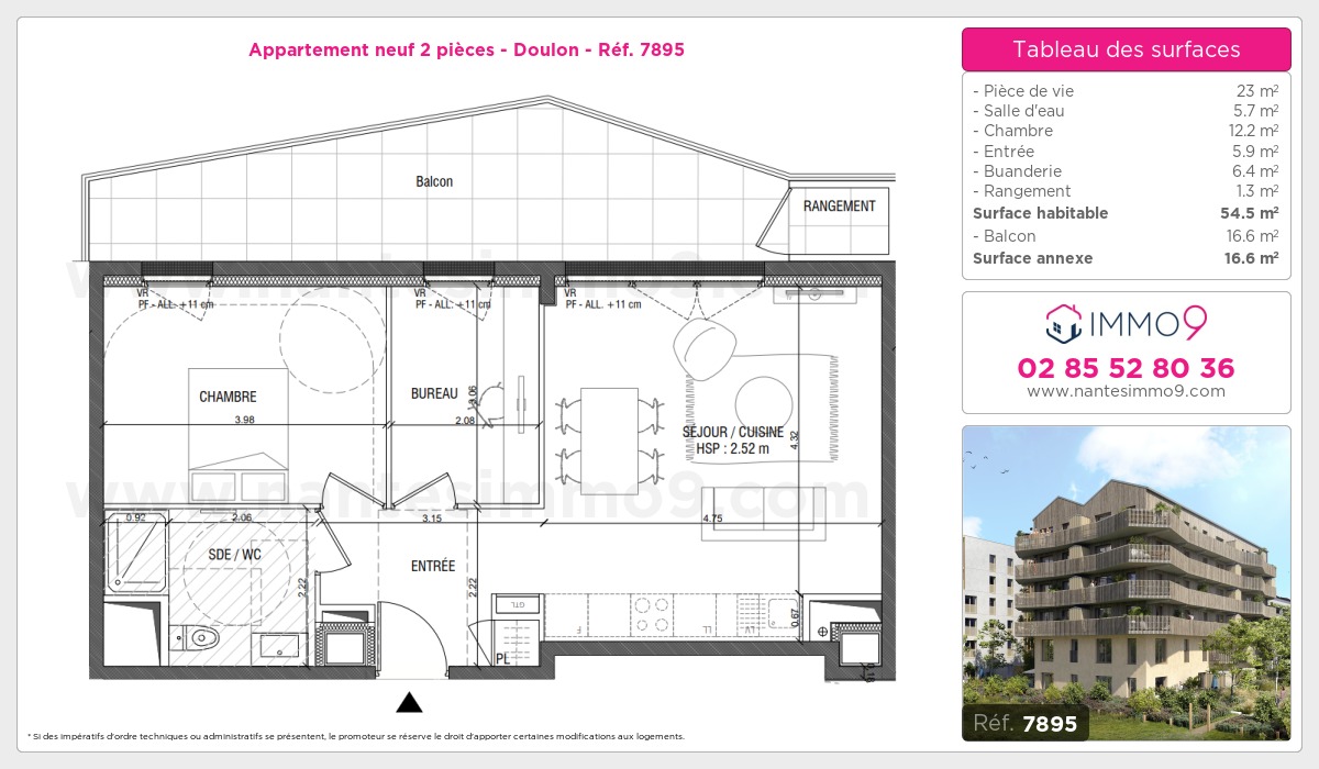 Plan et surfaces, Programme neuf Nantes : Doulon Référence n° 7895
