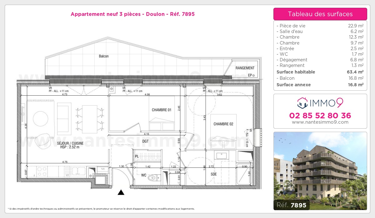 Plan et surfaces, Programme neuf Nantes : Doulon Référence n° 7895