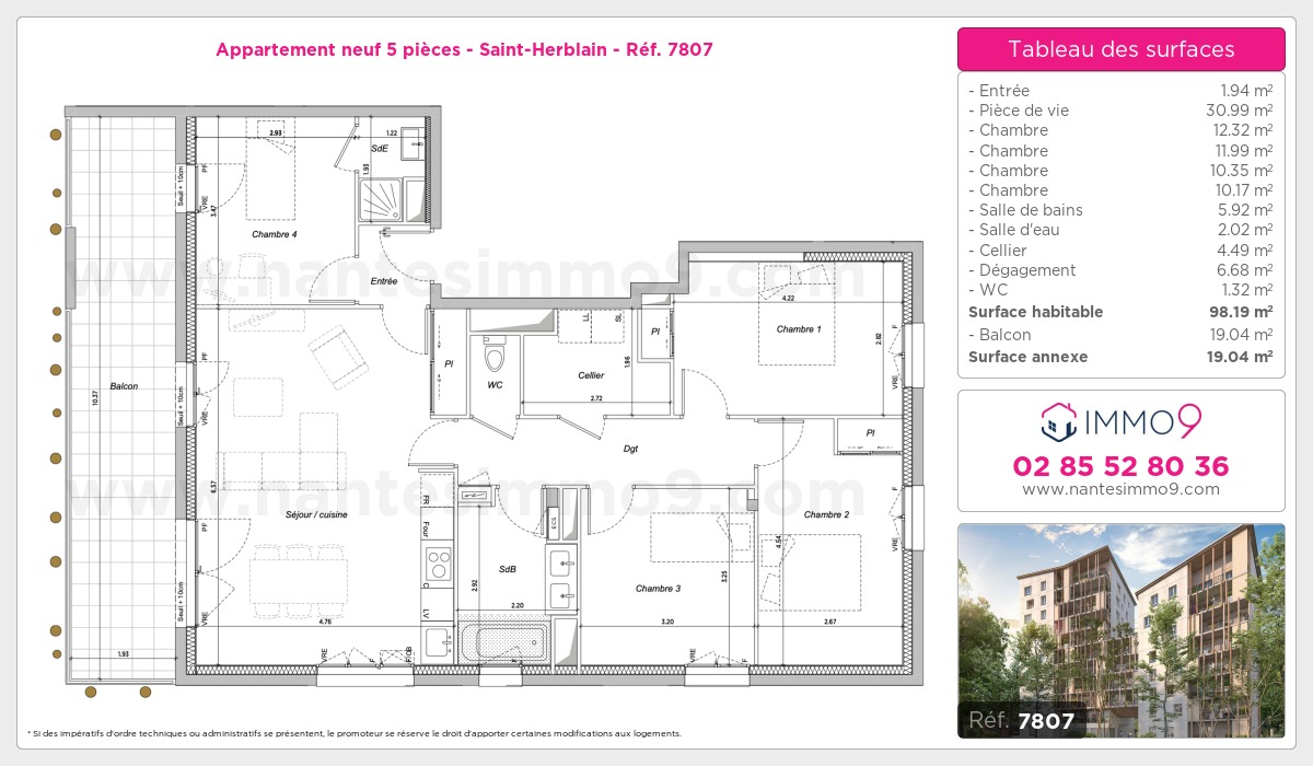 Plan et surfaces, Programme neuf Saint-Herblain Référence n° 7807