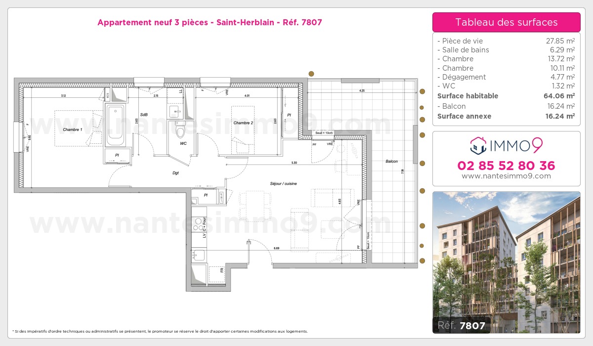 Plan et surfaces, Programme neuf Saint-Herblain Référence n° 7807