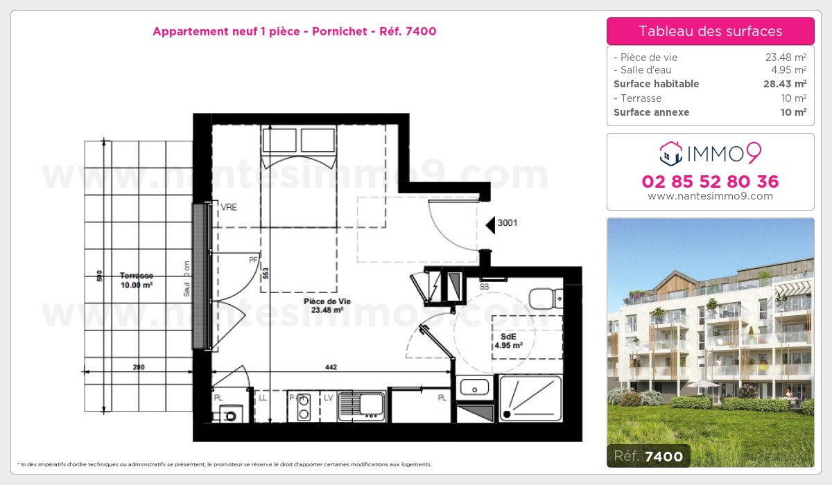 Plan et surfaces, Programme neuf Pornichet Référence n° 7400