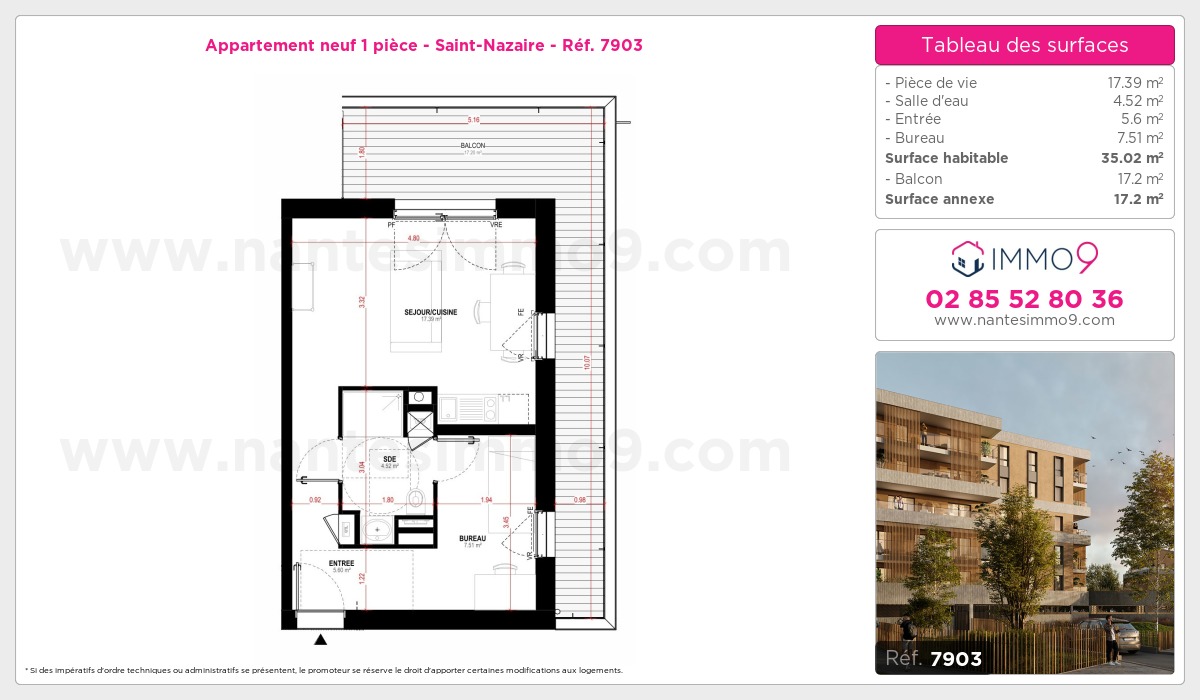Plan et surfaces, Programme neuf Saint-Nazaire Référence n° 7903