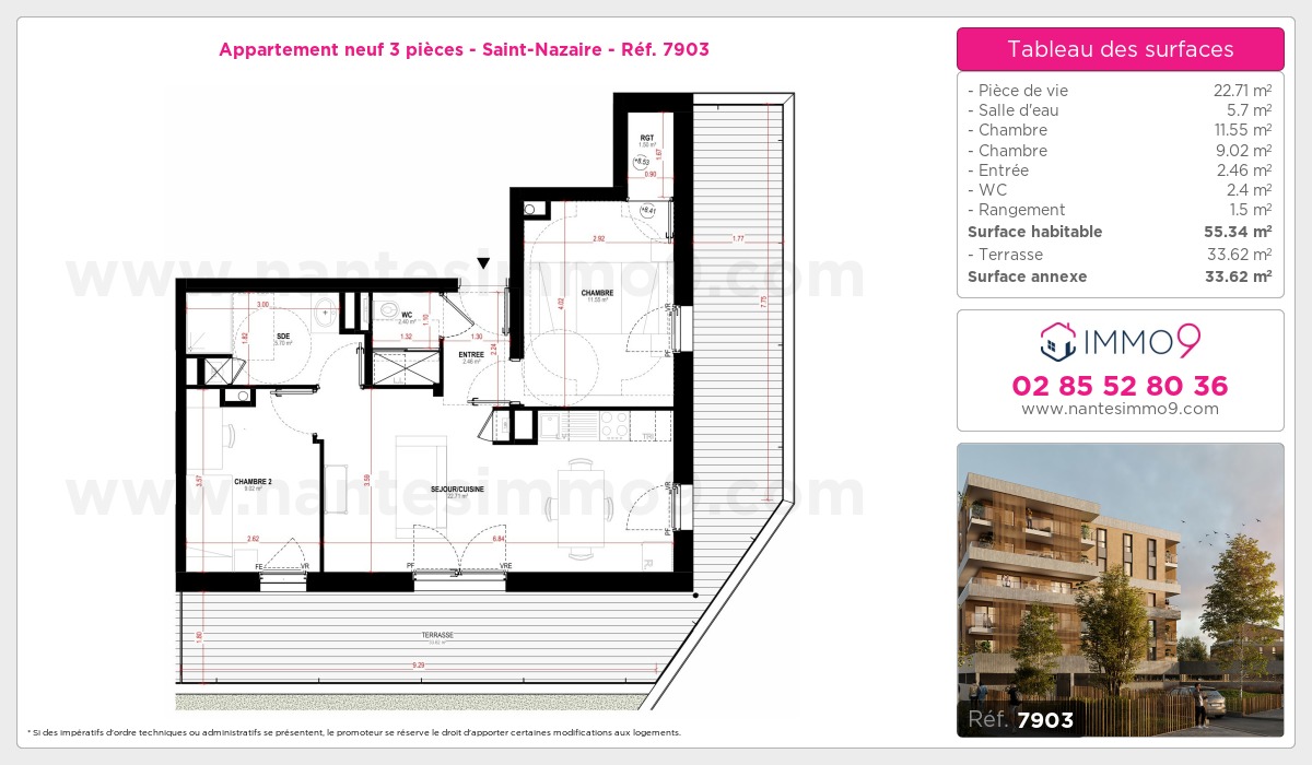 Plan et surfaces, Programme neuf Saint-Nazaire Référence n° 7903
