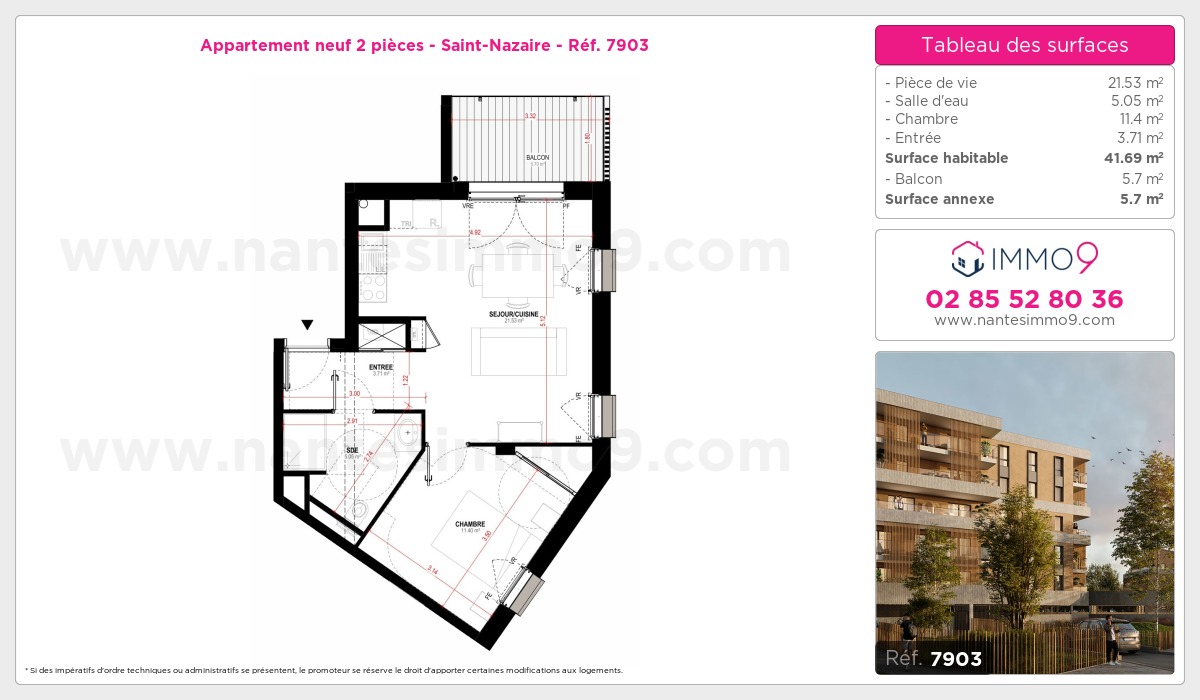 Plan et surfaces, Programme neuf Saint-Nazaire Référence n° 7903