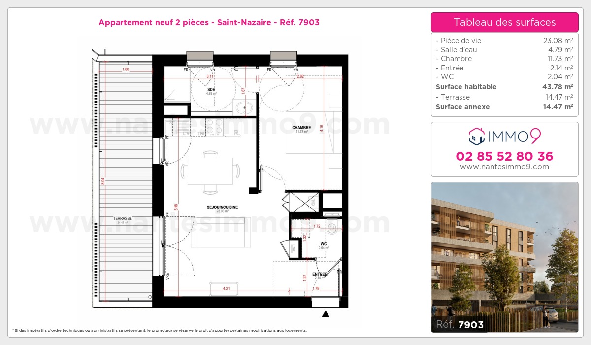 Plan et surfaces, Programme neuf Saint-Nazaire Référence n° 7903
