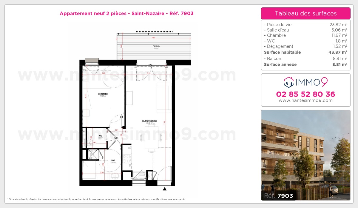 Plan et surfaces, Programme neuf Saint-Nazaire Référence n° 7903