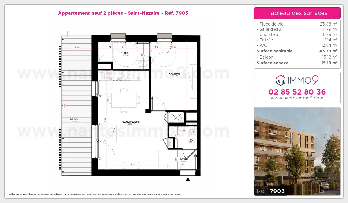 Plan et surfaces, Programme neuf Saint-Nazaire Référence n° 7903