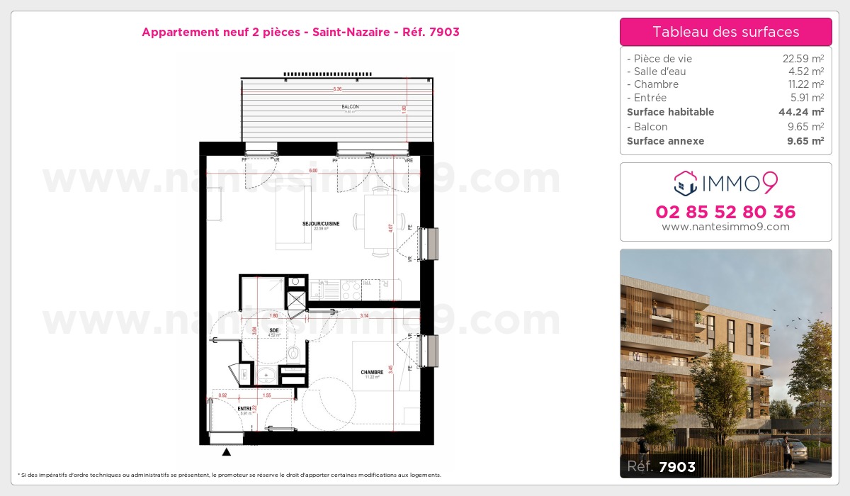 Plan et surfaces, Programme neuf Saint-Nazaire Référence n° 7903