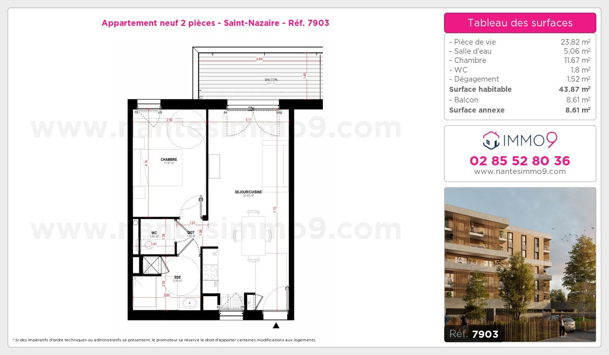 Plan et surfaces, Programme neuf Saint-Nazaire Référence n° 7903