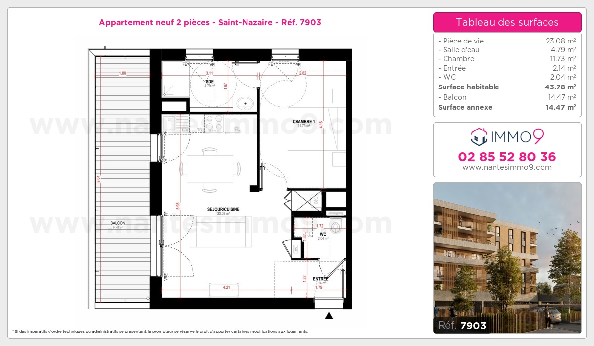 Plan et surfaces, Programme neuf Saint-Nazaire Référence n° 7903